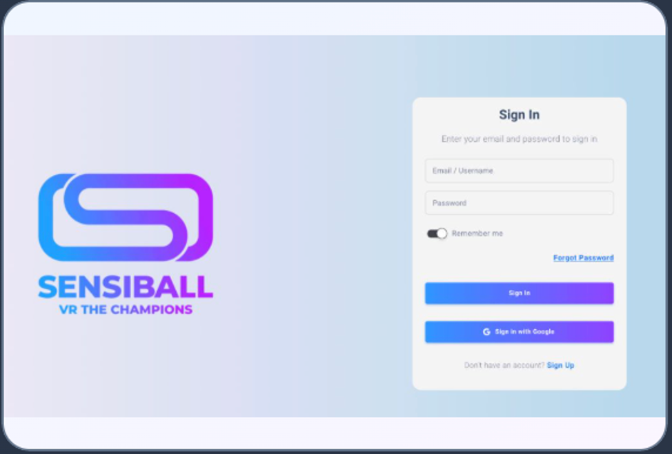 SensiBallVR Sign In — üyelik girişi